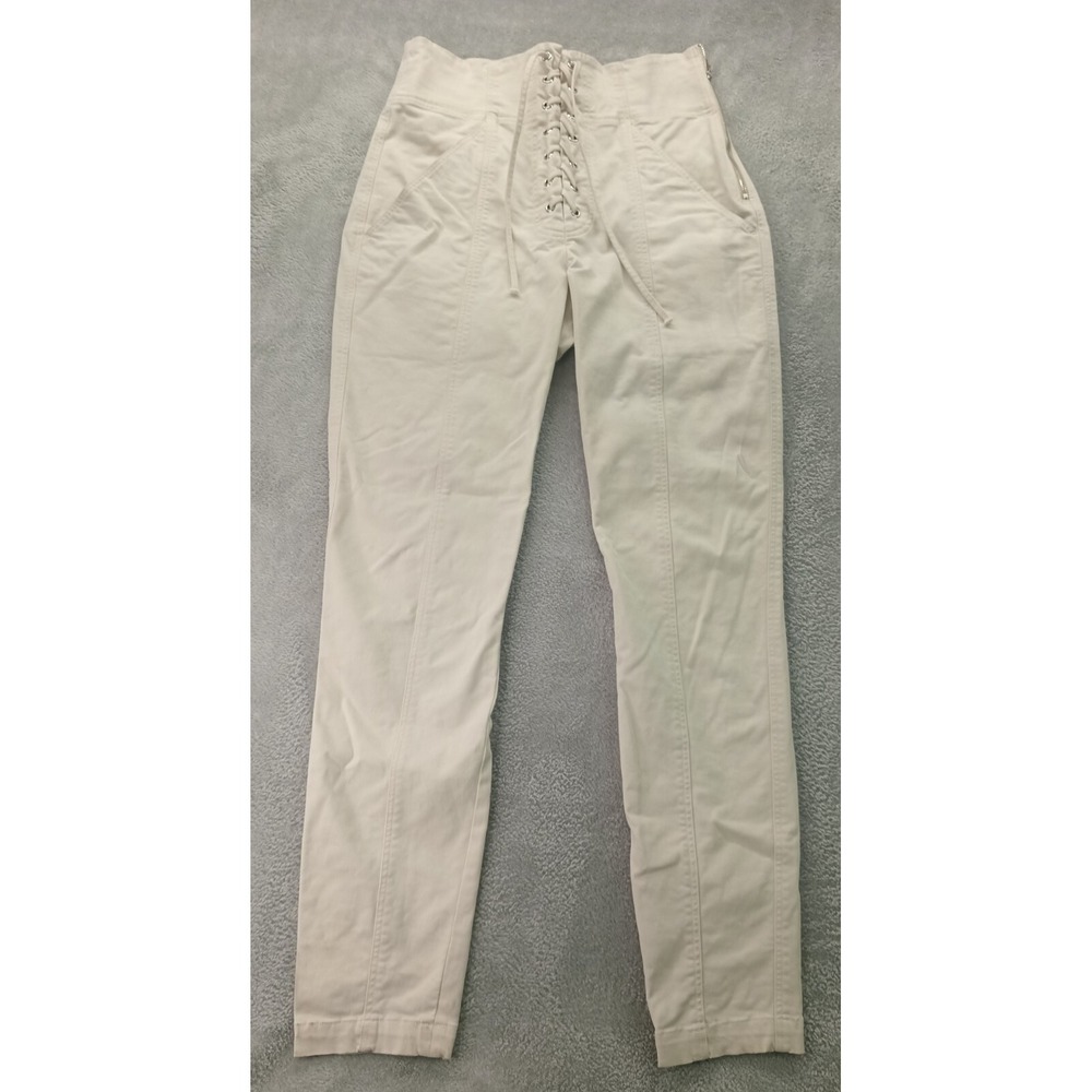 A.L.C. Front Lace Up High Rise Pants Women's Size 2 White Made In USA